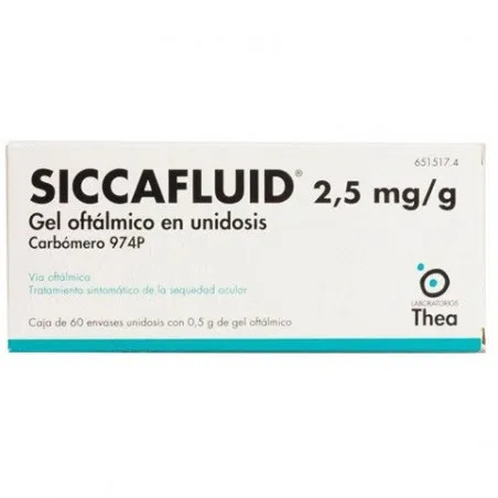 Siccafluid 2,5 mg/g gel oftalmico in unità monodose gel, oftalmico