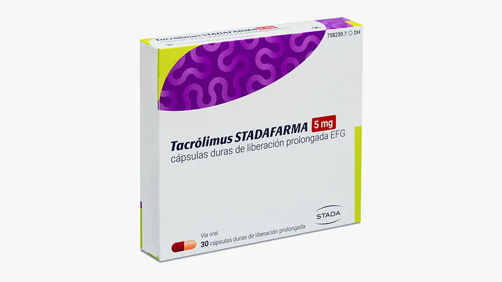 Tacrolimus Stadafarma 5 mg prolonged-release hard capsules EFG capsules, hard, prolonged release