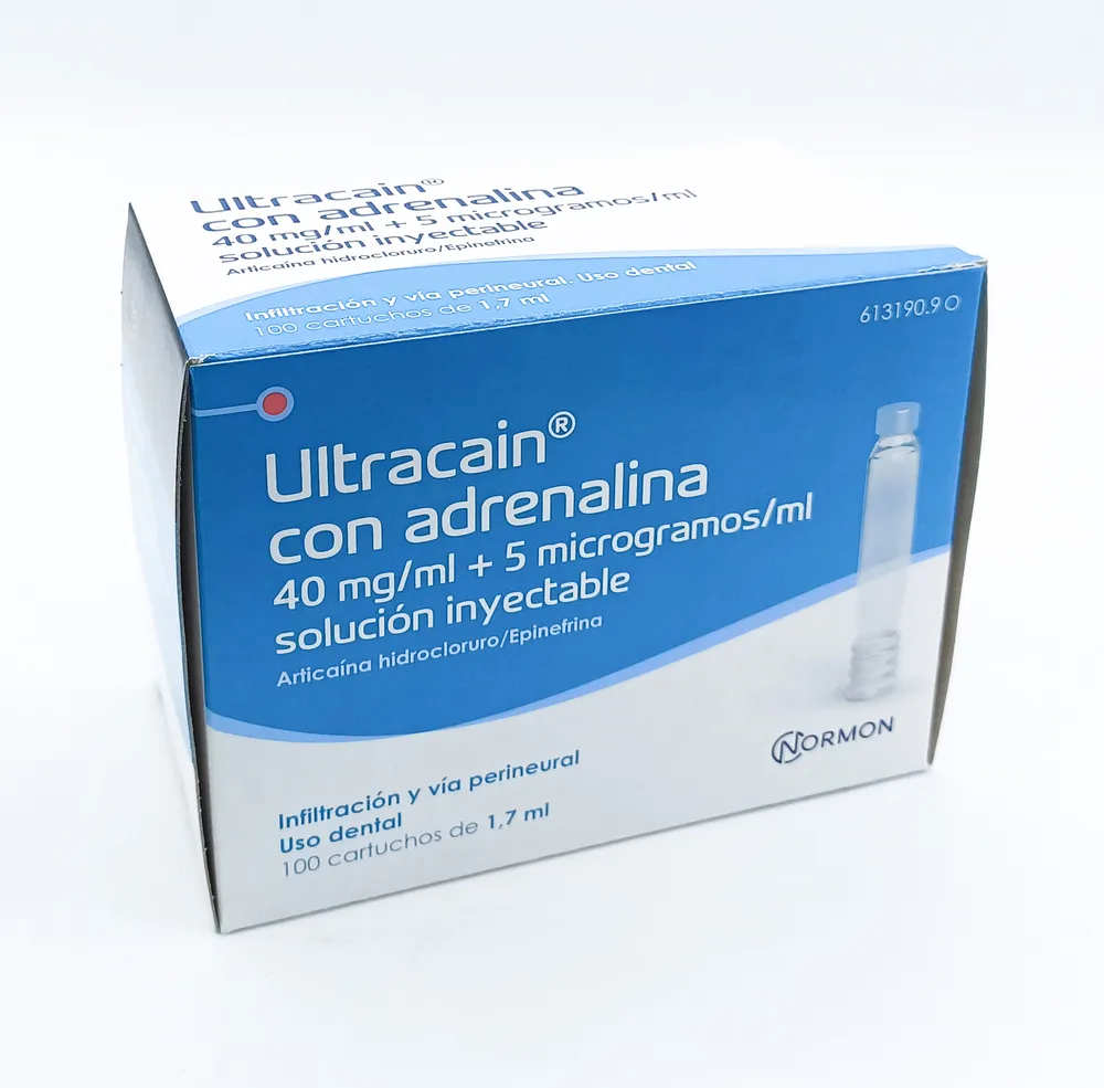Ultracain with Adrenaline 40 mg/ml + 5 micrograms/ml solution for injection solution for injection in cartridge