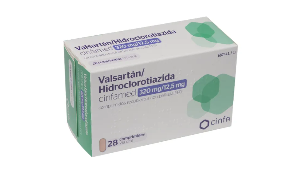 Valsartan/hydrochlorothiazide Cinfamed 320 mg/12.5 mg film-coated tablets EFG tablets, film-coated