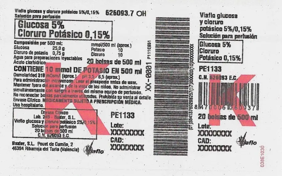 Viaflo Glucosalino Potasico 4%, 0.18%, 0.15% solution for infusion solution for infusion