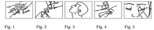 Sequence of five line drawings showing the