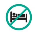 Green circular prohibition symbol with a diagonal bar crossing through it