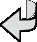 Gray arrow with black outline pointing to the left, with a curved line indicating a rotational or return movement