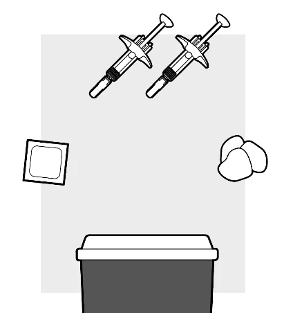Dibujo esquemático de dos jeringas listas para su uso