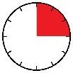 Diagrama circular con un cuadrante superior derecho coloreado en rojo sobre fondo blanco que indica un cuarto de tiempo o una fracción