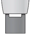 Dibujo esquemático de un contenedor cilíndrico gris claro con una base rectangular más oscura y un