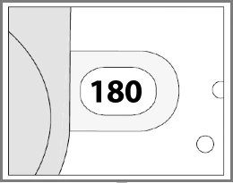 Black-and-white schematic drawing showing the number 180 at the