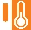 Icono naranja sobre fondo blanco que representa un termómetro estilizado junto a una barra vertical gruesa