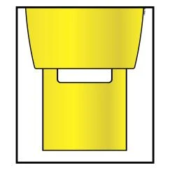 Dibujo estilizado de un recipiente amarillo con una parte superior más ancha y una base rectangular con un