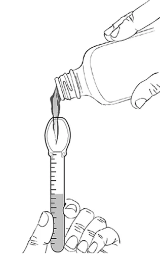 Una mano vierte un líquido desde una botella en un vaso graduado sostenido con la otra