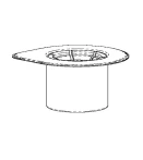 Black and white technical drawing of a cylindrical container with a flat, slightly protruding lid featuring a central recessed section