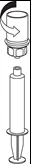 Technical diagram showing the rotational movement of an upper cap to screw or unscrew a cylindrical component onto a medical device