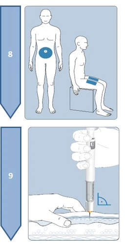 Medical diagram with two stylized human figures indicating the