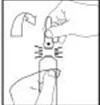 Dibujo técnico que muestra dos manos sosteniendo un dispositivo médico cilíndrico para la administración de un medicamento con líneas de movimiento