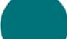 Un círculo lleno de color verde petróleo sobre fondo blanco