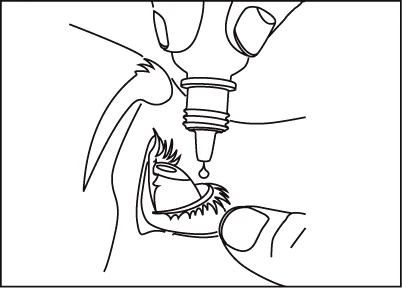 Dibujo lineal que muestra una mano sosteniendo un frasco para dejar caer una gota de medicamento en el