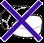 Chemical molecular diagram with bonds represented by black lines on a white background covered by a large purple cross with a white border