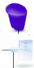 Deep purple protective cap placed over a transparent syringe with a thin metal needle