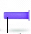 Horizontal purple cylinder with a vertical black line indicating its lower part on white background