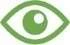 Icono estilizado de un ojo con contorno e iris de color verde sobre fondo blanco
