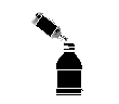 Syringe tilted, drawing liquid from a medicine vial with screw cap on white background