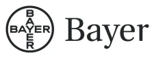 Logotipo corporativo de Bayer compuesto por un círculo con la palabra Bayer dispuesta vertical y horizontalmente, junto al nombre Bayer en caracteres serif