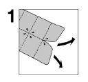 Numbered diagram showing a gray sheet divided by dashed lines being folded toward the