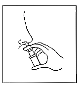 Dibujo en blanco y negro de una mano que sostiene un inhalador colocado cerca de las fosas nasales de un perfil humano para la