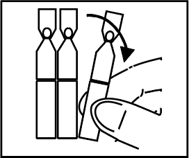 Diagram showing three injection pens, one of which is tilted downward with an arrow indicating movement toward the skin