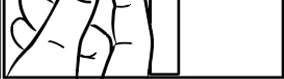 Black and white drawing showing a hand holding a syringe for a