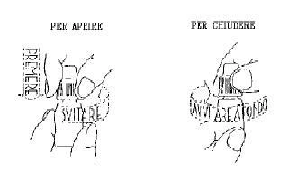 Technical drawing showing two hands manipulating a vial to demonstrate its use