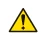 Hazard symbol composed of a yellow triangle with black border containing a black exclamation mark at the center