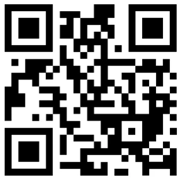 Código QR cuadrado compuesto por píxeles negros sobre fondo blanco con tres grandes cuadrados de posicionamiento en las esquinas