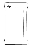 Dibujo lineal de una bolsita rectangular con una línea punteada horizontal en la parte superior y un
