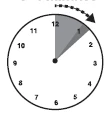 Reloj analógico con una sección gris entre las 12 y la