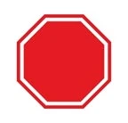 Red octagonal stop sign with a white inner border and a thin outer red outline on a white background