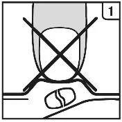 Schematic diagram with a large black cross over a finger pressing a drug capsule onto a flat surface