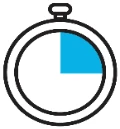 Стилизованная иконка секундомера с белым циферблатом и голубым сектором, занимающим правую верхнюю часть циферблата