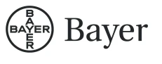 Bayer corporate logo consisting of a circle with the word Bayer arranged vertically and horizontally next to the word Bayer in serif font
