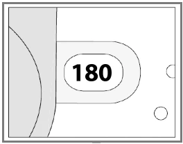 Dibujo esquemático en blanco y negro que muestra el número 180 en el