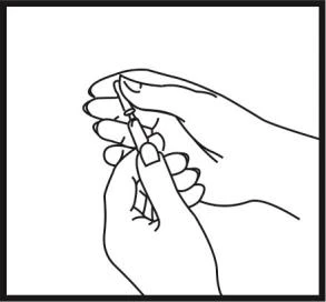 Black line drawing of two hands holding a syringe with needle, preparing or administering a medication on a white background