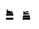 Two stylized black icons representing rectangular medicine packages with wavy tops and striped horizontal bases