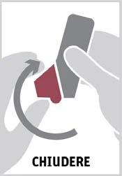 Two gray hands rotating a red cap onto a gray container following a curved arrow, with the word CLOSE at the bottom