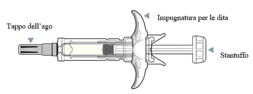 Diagram of a syringe with cap of the