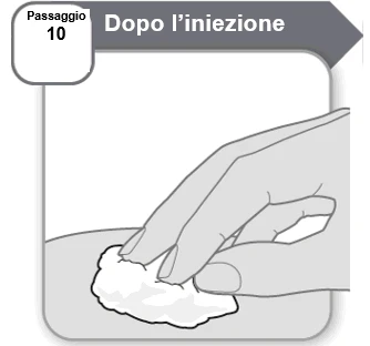 A hand pressing a white gauze pad on the injection site