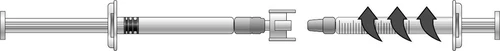 Diagram of two horizontal syringes showing the plunger movement toward the