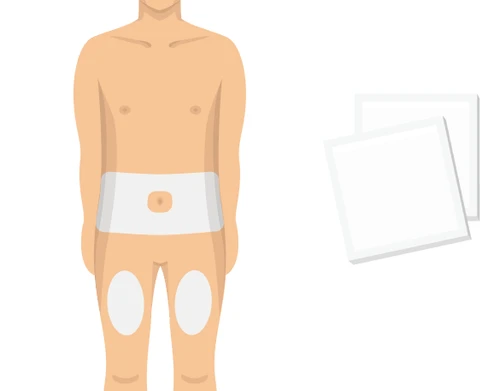 Ilustración de un torso masculino con una venda aplicada en la