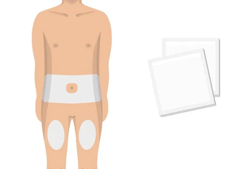 Ilustración de un torso masculino con una venda aplicada en la