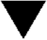 An equilateral black triangle pointing downward on a white background